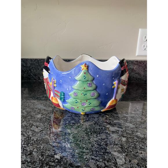 The Sweet Shoppe Christmas By Sango Centerpiece Bowl Snowman & Trees- 8.5" - Picture 5 of 5